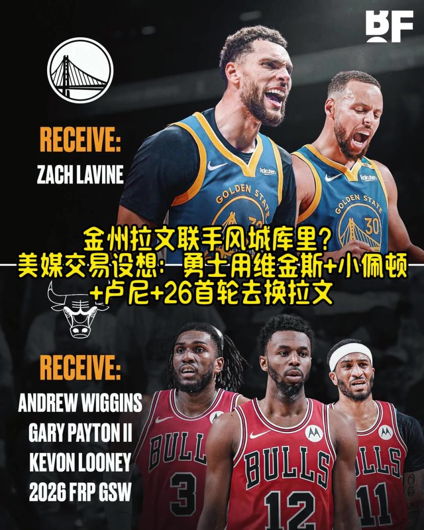 金州拉文聯(lián)手風城庫里？美媒設想：勇士可用維金斯+小佩頓+盧尼+26首輪去換拉文